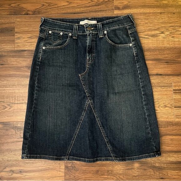 Levis Denim Skirt Midi Modest Womens 6 Blue Jean Western Vintage 90's Y2K Boho - Picture 1 of 6